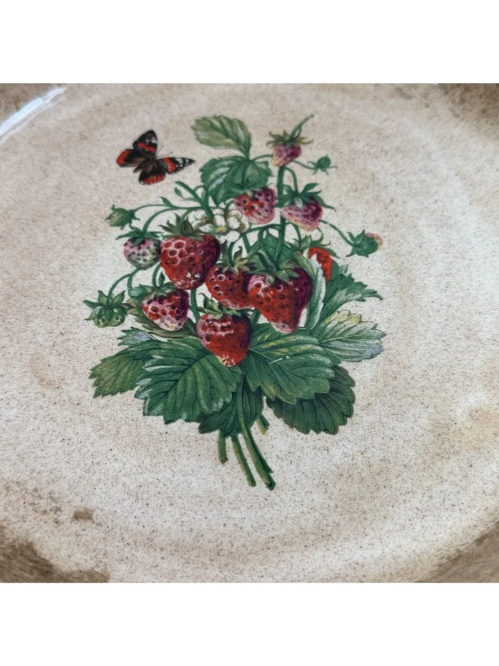 Vintage Bell Ceramics Strawberry Pie Plate Hand Painted Signed Bain 1980